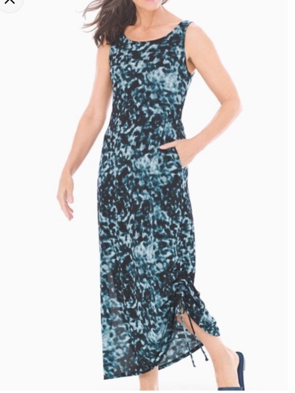 Soma crepe Drawcord Sleeveless Maxi Dress Dark Harbor blue M